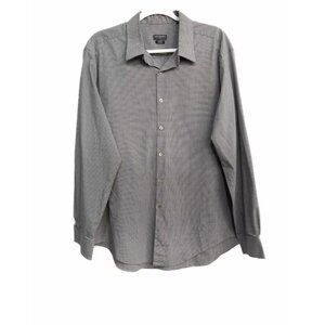 Van Heusen Flex Mens Gray Button Up Shirt Solid Long Sleeve Slim Fit Stretch 18
